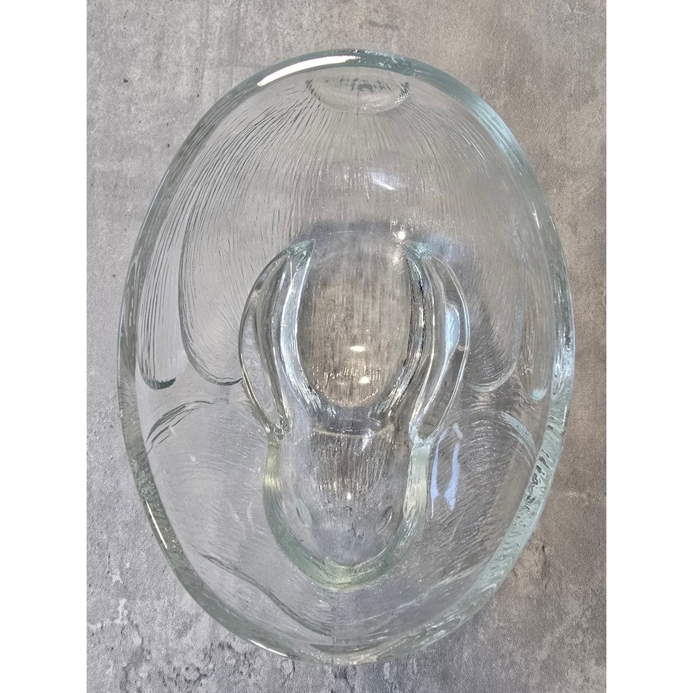 Vintage Bunny on Nest Clear Pressed Glass Candy Dish Beaded Rim Easter - Picture 8 of 12